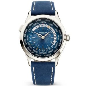 Patek Philippe Complication World Time Platinum Blue Dial Men’s Automatic Strap Watch