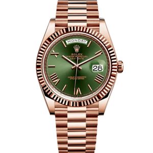 Rolex Day-Date Automatic Mechanical Movement 40mm Green Dial Case/Strap Rose Gold 228235-0025