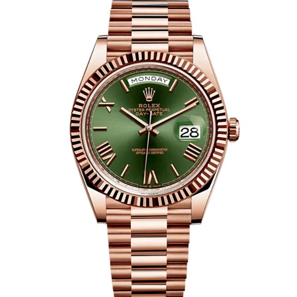 Rolex Day-Date Automatic Mechanical Movement 40mm Green Dial Case/Strap Rose Gold 228235-0025