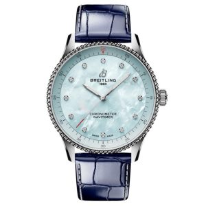 Breitling Navitimer 32mm Blue MOP Diamond Dot Dial Quartz Ladies Watch A77320171C1P1