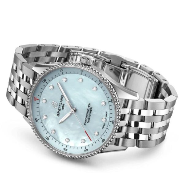 Breitling Navitimer 32mm Blue MOP Diamond Dot Dial Quartz Ladies Watch A77320171C1A1 - Image 4