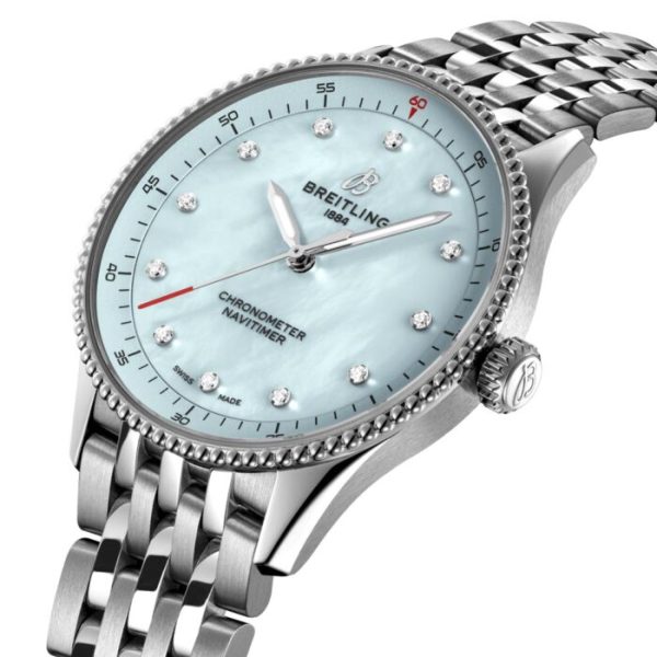 Breitling Navitimer 32mm Blue MOP Diamond Dot Dial Quartz Ladies Watch A77320171C1A1 - Image 3