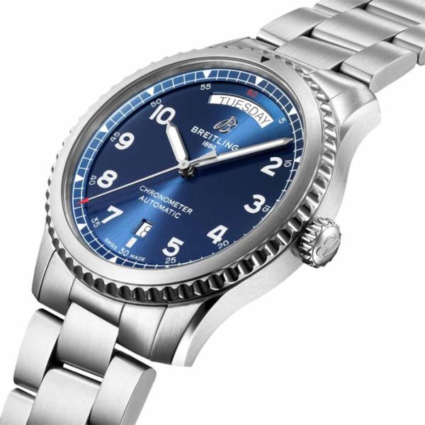 Breitling Aviator 8 Day Date 41mm Blue Dial Automatic Gents Watch A45330101C1A1 - Image 3