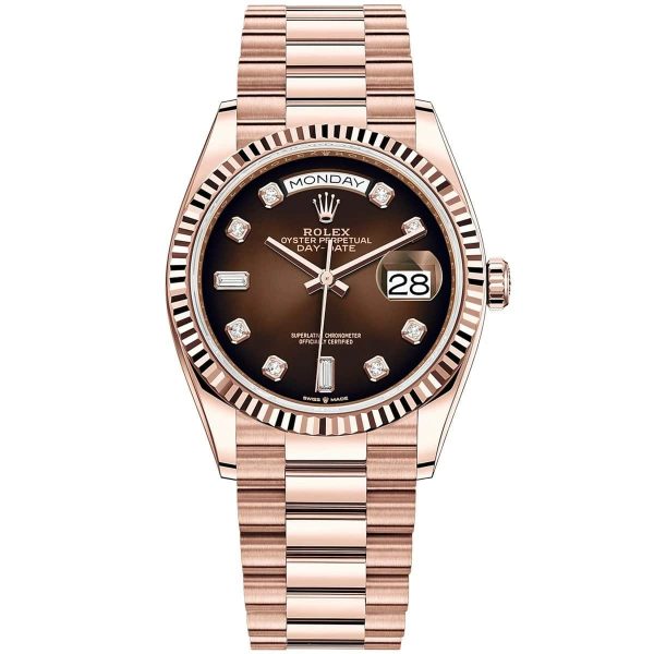 Rolex Day-Date Automatic Mechanical Movement Oyster Perpetual DayDate Watch 36mm Brown Dial 128235-0037
