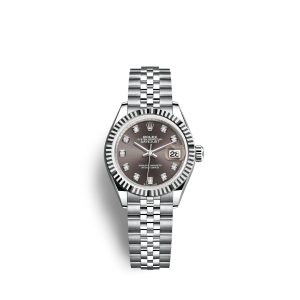 Rolex Ladies Datejust Series Automatic Mechanical Movement Women’s Watch 28mm Silver Dial Oystersteel Case Oystersteel Bracelet M279174-0015