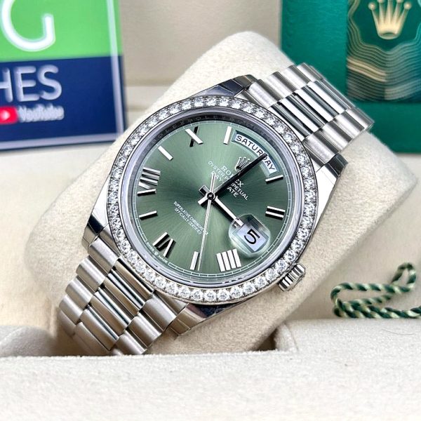 Rolex Day-Date Series Automatic Mechanical Movement 100m Waterproof Date Display Men’s Watch Swiss Watch 41mm Gold Dial 218238 Gold Dial - Image 3
