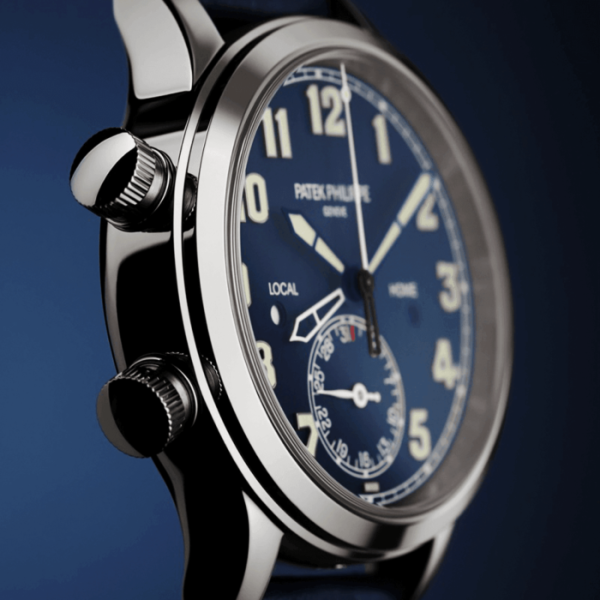 Patek Philippe Calatrava Pilot Travel Time 38mm 18ct White Gold Leather Strap Watch - Image 5