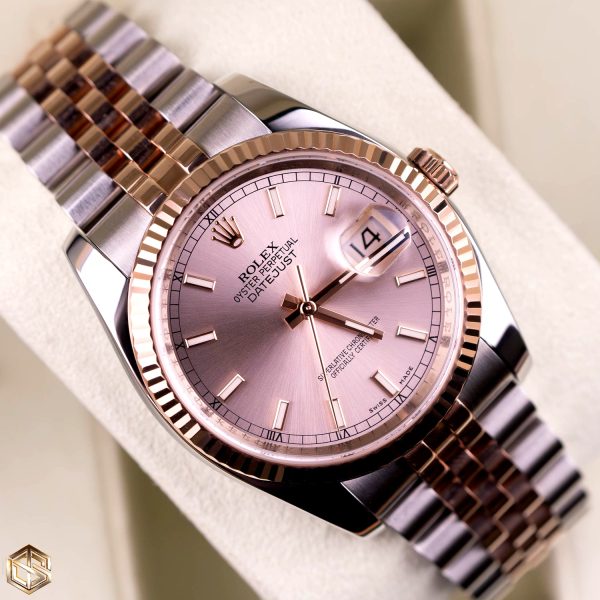 Rolex Datejust 36mm Pink Dial Everose Gold Jubilee Strap Watch Scratch Resistant Sapphire Mirror 116231 - Image 3