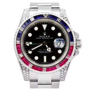 Rolex GMT Master 2 Iced Lugs Sapphire Diamond Ruby Bezel 40mm 116710