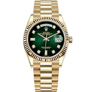 ROLEX Rolex Day-Date Series Automatic Mechanical Movement Smoked Green 36mm Green Dial 128238-0069