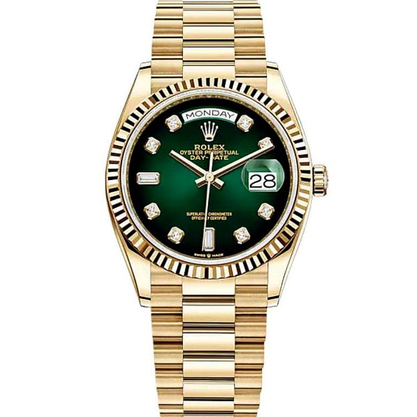ROLEX Rolex Day-Date Series Automatic Mechanical Movement Smoked Green 36mm Green Dial 128238-0069