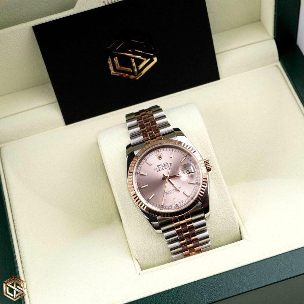 Rolex Datejust 36mm Pink Dial Everose Gold Jubilee Strap Watch Scratch Resistant Sapphire Mirror 116231 - Image 4