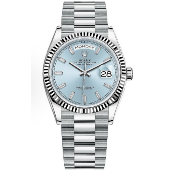 Rolex Day-Date Series Automatic Mechanical Movement Ice Blue Dial Women’s Watch 36mm Blue Dialm128236-0009