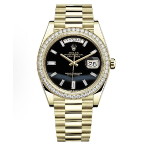 Rolex Day Date 40 Gold Diamond 228348RBR Black Dial Watch