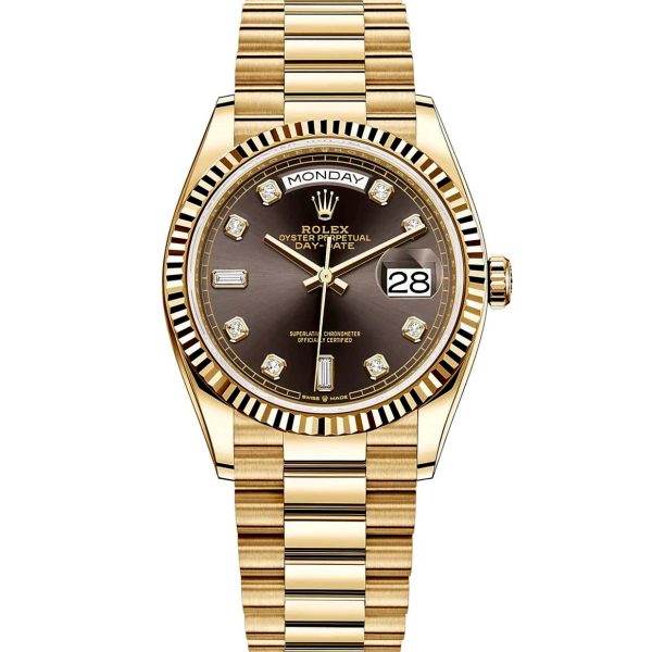 Rolex Day-Date Series Automatic Mechanical Movement Women’s Watch 36mm Brown Dial 128238-0022 - Image 7