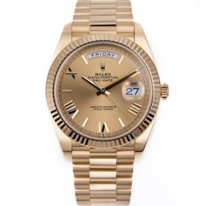 Rolex Day-Date Automatic Mechanical Movement Date and Week Display Roman Markers 40mm Gold Dial 228238-0006