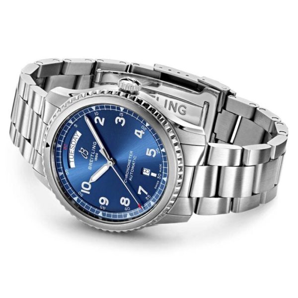 Breitling Aviator 8 Day Date 41mm Blue Dial Automatic Gents Watch A45330101C1A1 - Image 4