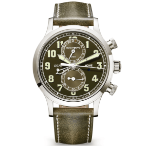 Patek Philippe Complications Calatrava Pilot Travel Time Khaki Green Dial Automatic Watch