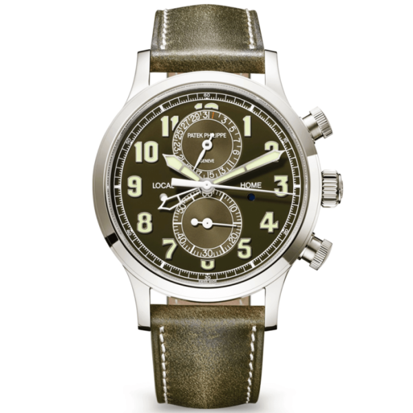 Patek Philippe Complications Calatrava Pilot Travel Time Khaki Green Dial Automatic Watch