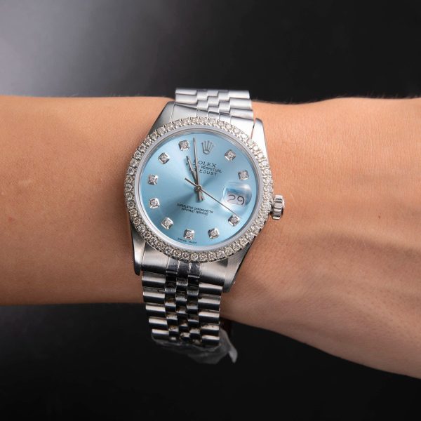 Rolex Datejust Diamond Bezel Watch 36 mm Ice Blue Dial 16234 - Image 8