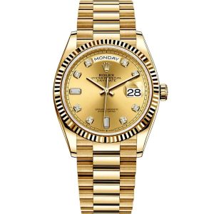 Rolex Day-Date Series Automatic Mechanical Movement Date Display Same Model 36mm Gold Dial 128238-0008