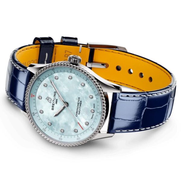 Breitling Navitimer 32mm Blue MOP Diamond Dot Dial Quartz Ladies Watch A77320171C1P1 - Image 4