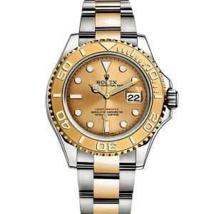 Rolex Yacht-Master, Gold Steel, Champagne Dial Watch, Scratch Resistant Sapphire Mirror 16623