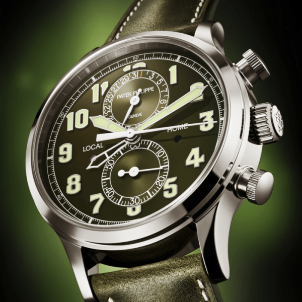 Patek Philippe Complications Calatrava Pilot Travel Time Khaki Green Dial Automatic Watch - Image 2