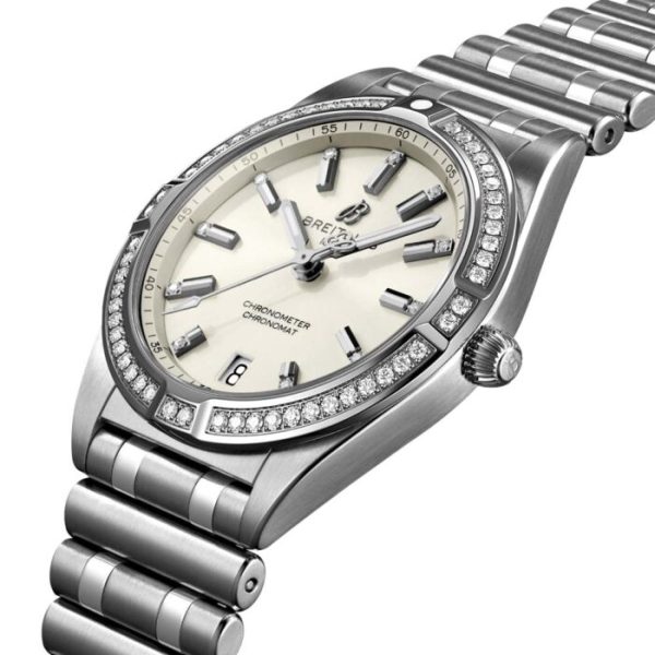 Breitling Chronomat 32mm White Dial Diamond Ladies Quartz Watch A77310591A1A1 - Image 3