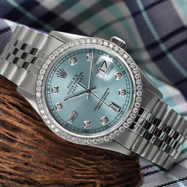 Rolex Datejust Diamond Bezel Watch 36 mm Ice Blue Dial 16234 - Image 7