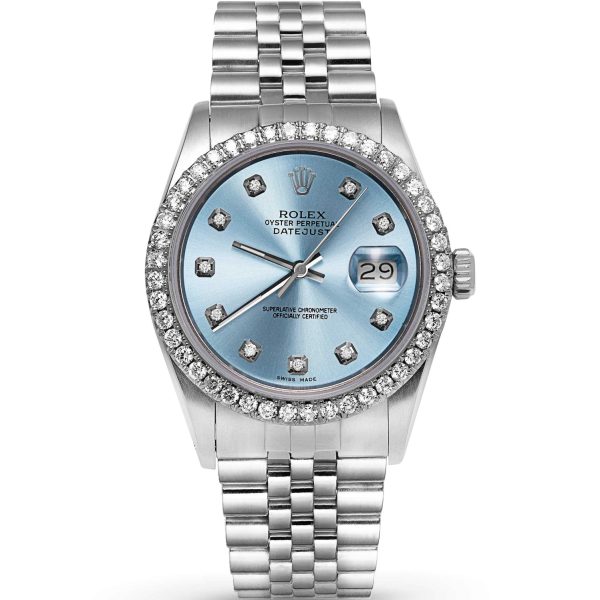 Rolex Datejust Diamond Bezel Watch 36 mm Ice Blue Dial 16234 - Image 6