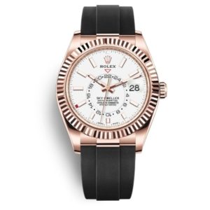 Rolex Sky-Driving series automatic mechanical movement 100 meters water resistant men’s watch 42mm blue dial white gold case gold strap m326934-0003