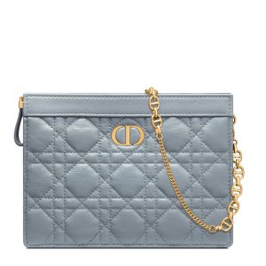DIOR/CARO series women's cloud blue wicker patterned calf leather shoulder bag S5106UWHC_M81B
