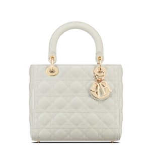 DIOR/LADY series women's medium-sized latte colored lambskin shoulder bag M0565ONGE_M030