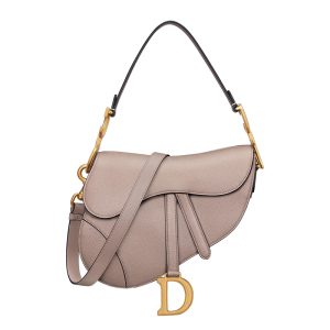 DIOR/SADDLE Women's Warm Grey Brown Grain Leather Shoulder Bag M0455CBAA_M30G