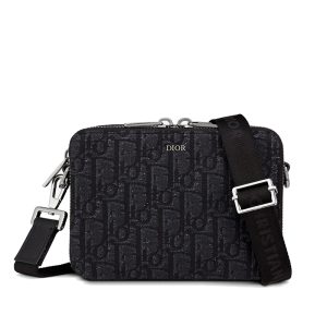 DIOR/Black Embroidery Pattern Canvas Shoulder Bag 2OBBC119YSE_H03E