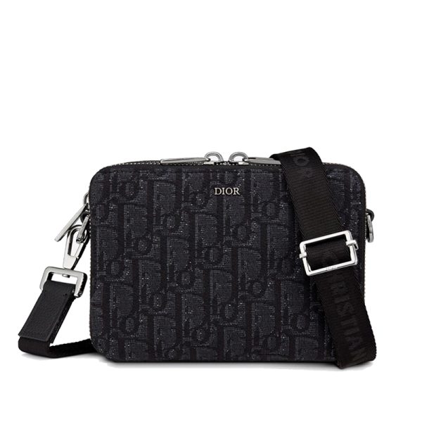 DIOR/Black Embroidery Pattern Canvas Shoulder Bag 2OBBC119YSE_H03E