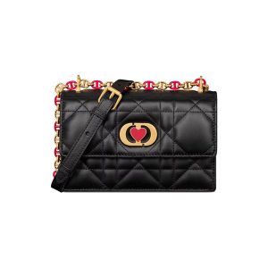 Dior/ Women's Black Sheepskin Heart shaped Shoulder Bag S5169UBWO_M900