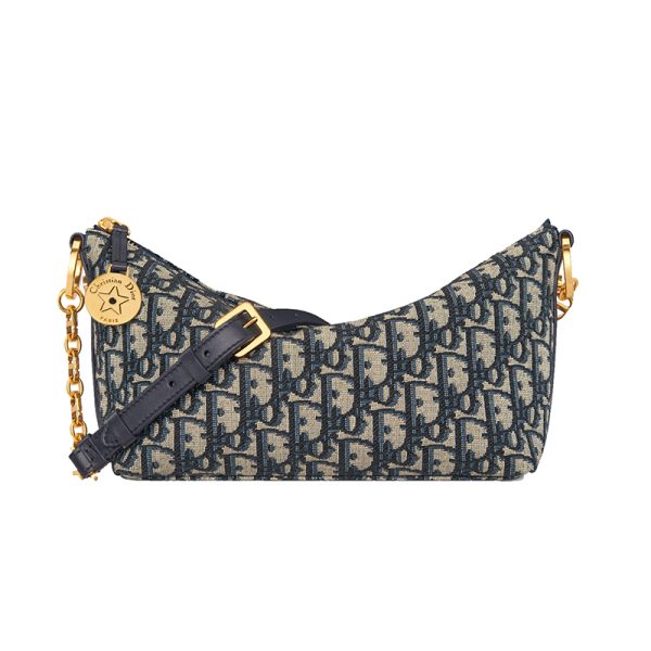 DIOR/Women's Navy Blue Jacquard Star Shoulder Bag S3202UTZQ_M928