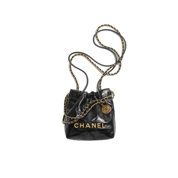 CHANEL/Women's black calf leather chain bag - Image 2