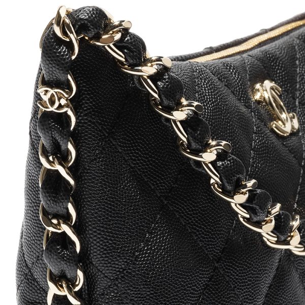Chanel/Women's Black Shiny Leather Shoulder Bag - Image 2