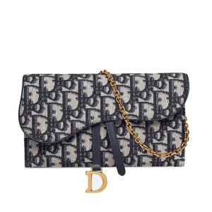 DIOR/20Saddle series blue floral embroidered canvas three in one bag
