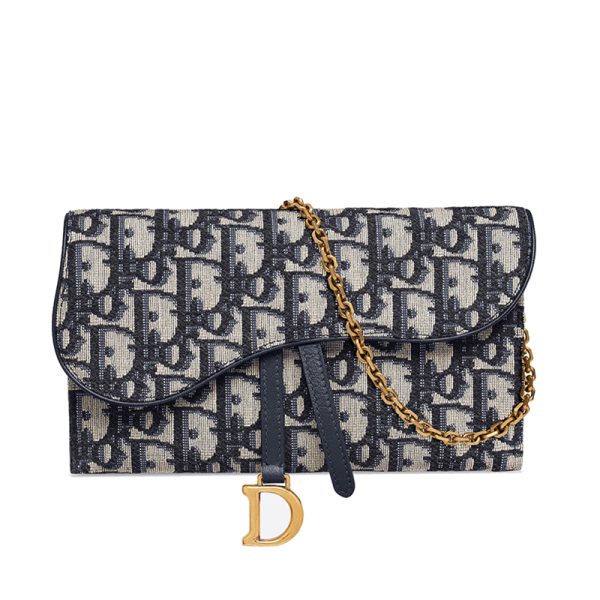 DIOR/20Saddle series blue floral embroidered canvas three in one bag