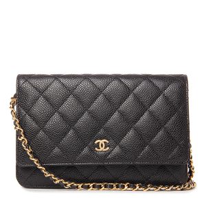 CHANEL/Women's black calf leather flip shoulder bag