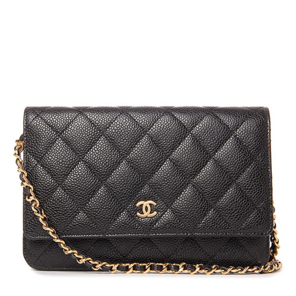 CHANEL/Women's black calf leather flip shoulder bag