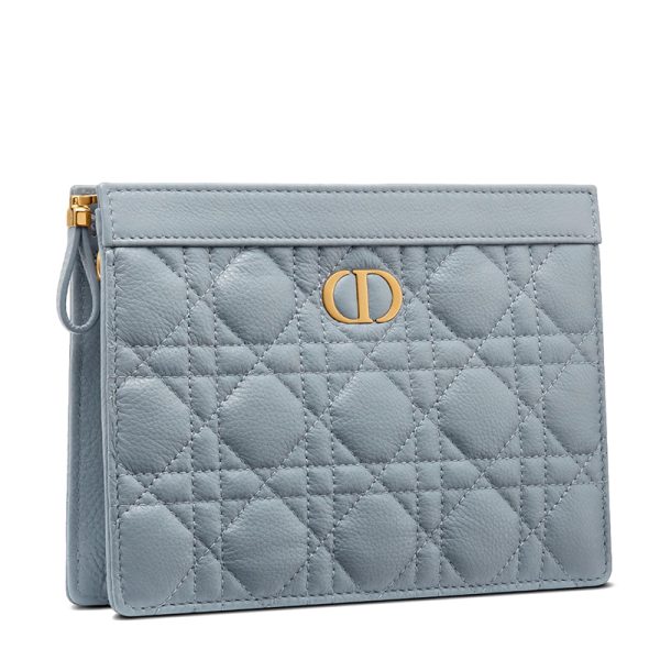 DIOR/CARO series women's cloud blue wicker patterned calf leather shoulder bag S5106UWHC_M81B - Image 2