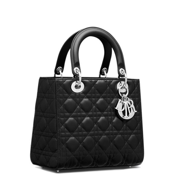 DIOR/LADY Series Women's Medium Black Sheepskin Shoulder Bag M0565PNGE_M900 - Image 2