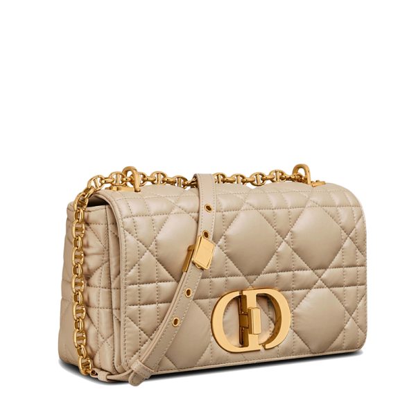 DIOR/CARO series medium natural color oversized rattan plaid shoulder bag M9242UNGK_M116 - Image 2