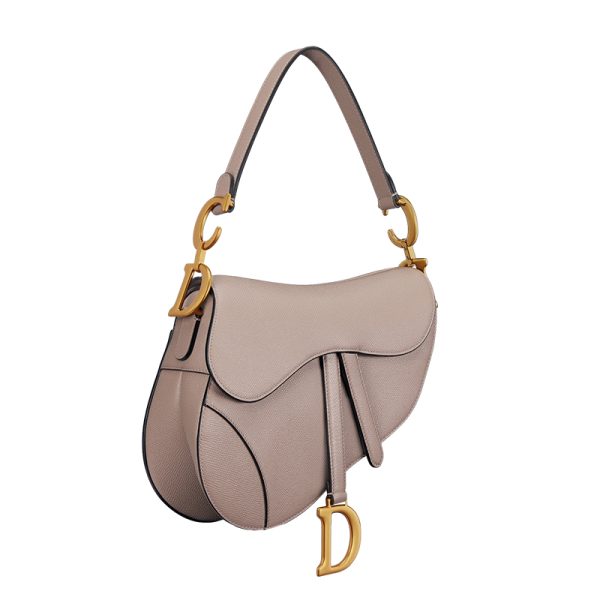 DIOR/SADDLE Women's Warm Grey Brown Grain Leather Shoulder Bag M0455CBAA_M30G - Image 2