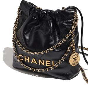 CHANEL/Women's black calf leather chain bag